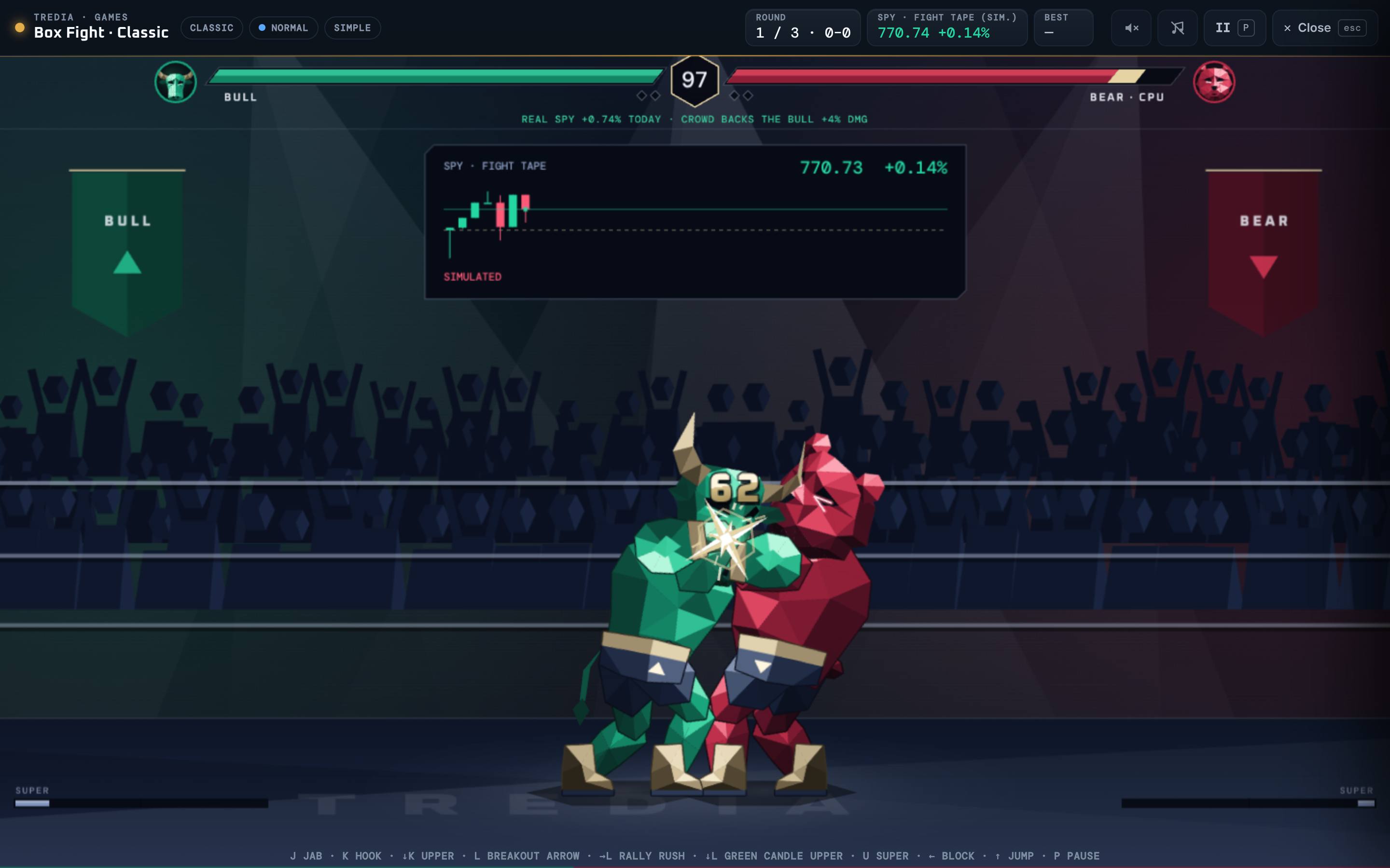 Box Fight, one of the nine games in the TREDIA Arcade