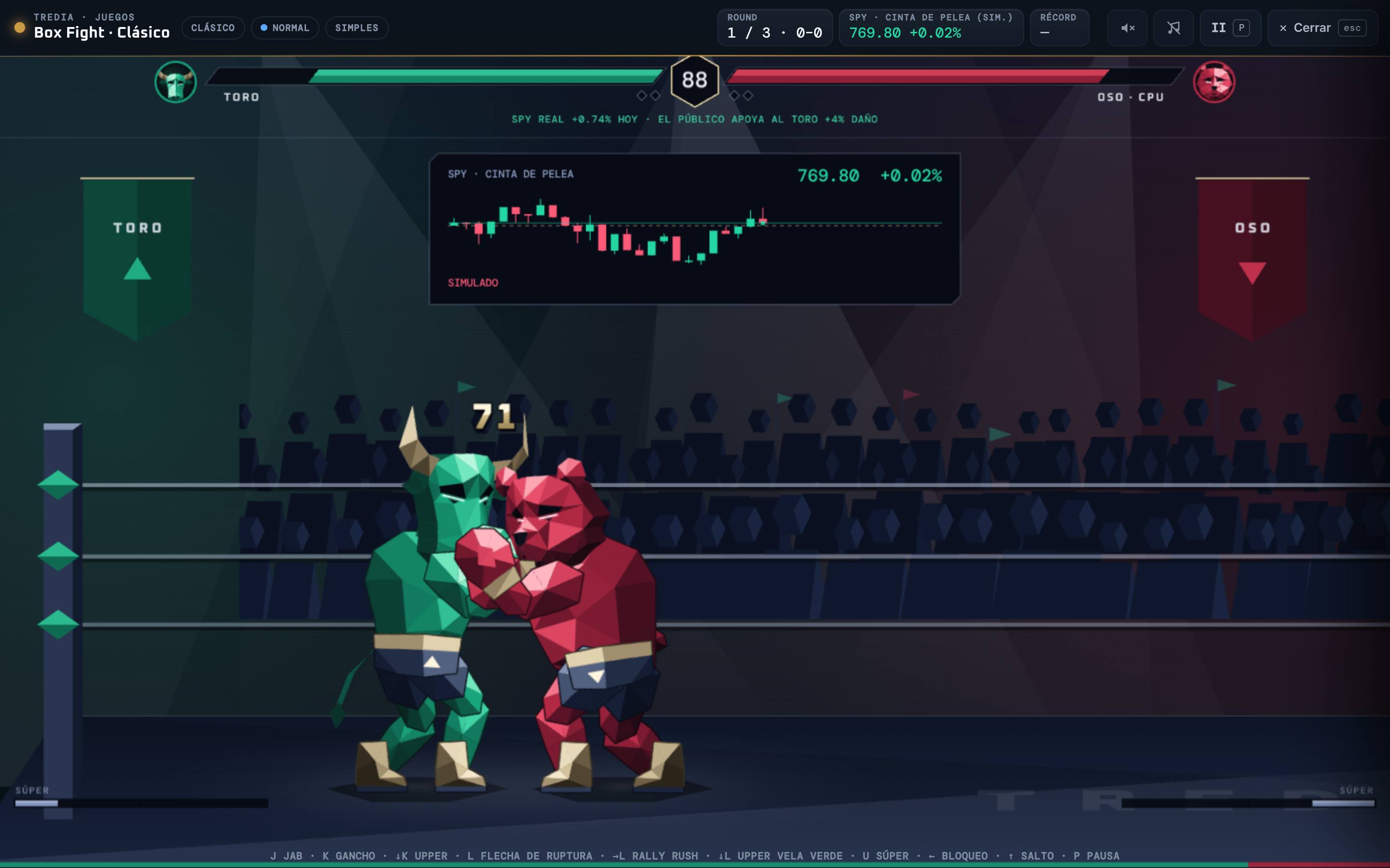 Box Fight, uno de los nueve juegos del Arcade de TREDIA